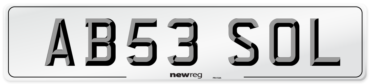 AB53 SOL Number Plate from New Reg